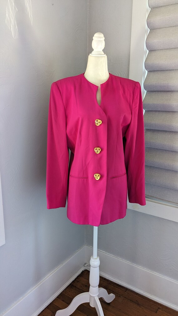 hot pink vintage 1980's women's blazer size 8-10 - image 1