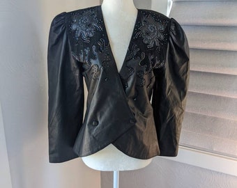 80's leather dressy jacket size small