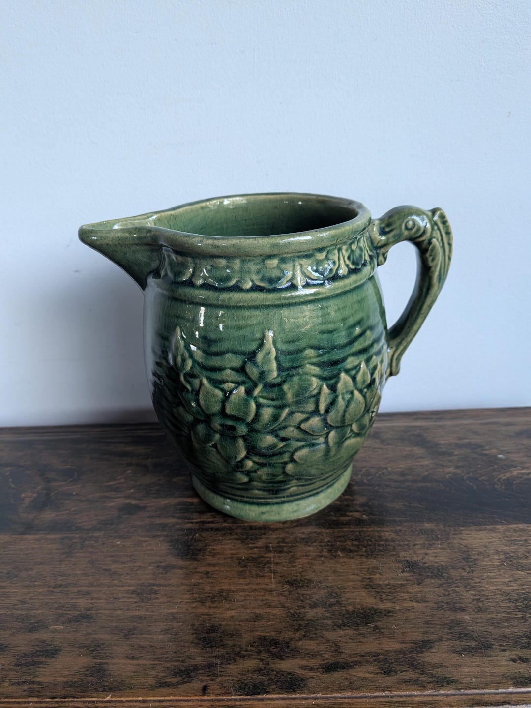 Best HD Pictures about  Vintage Green Pottery Pitcher  with No AI Images
