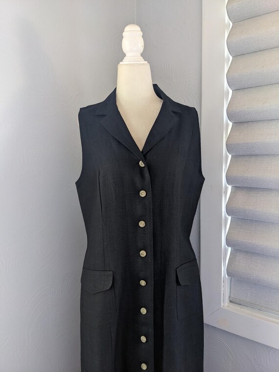 Black Linen Sleeveless Summer Dress, Size 12 Petite, Harve Benard - Etsy  Israel