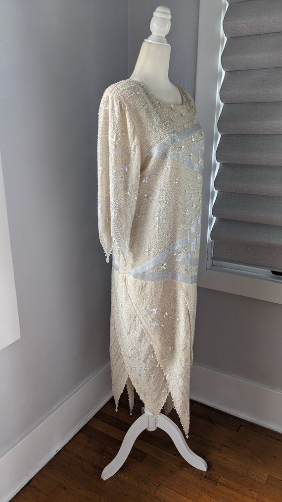 Beaded silk flapper style formal dress - image 5