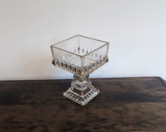 antique glass pedestal dish candy dish