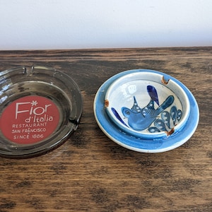 Vintage souvenir ashtray and Mexican pottery ashtray