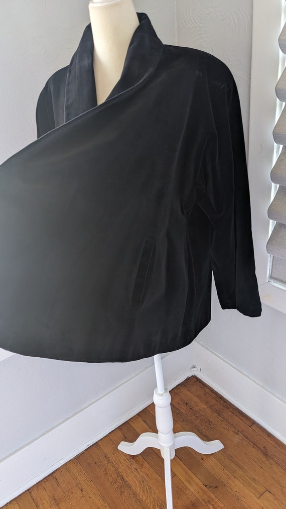I. Magnin Black velvet cape style coat - image 3