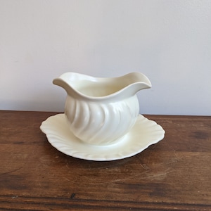 matte white Franciscan pottery gravy boat