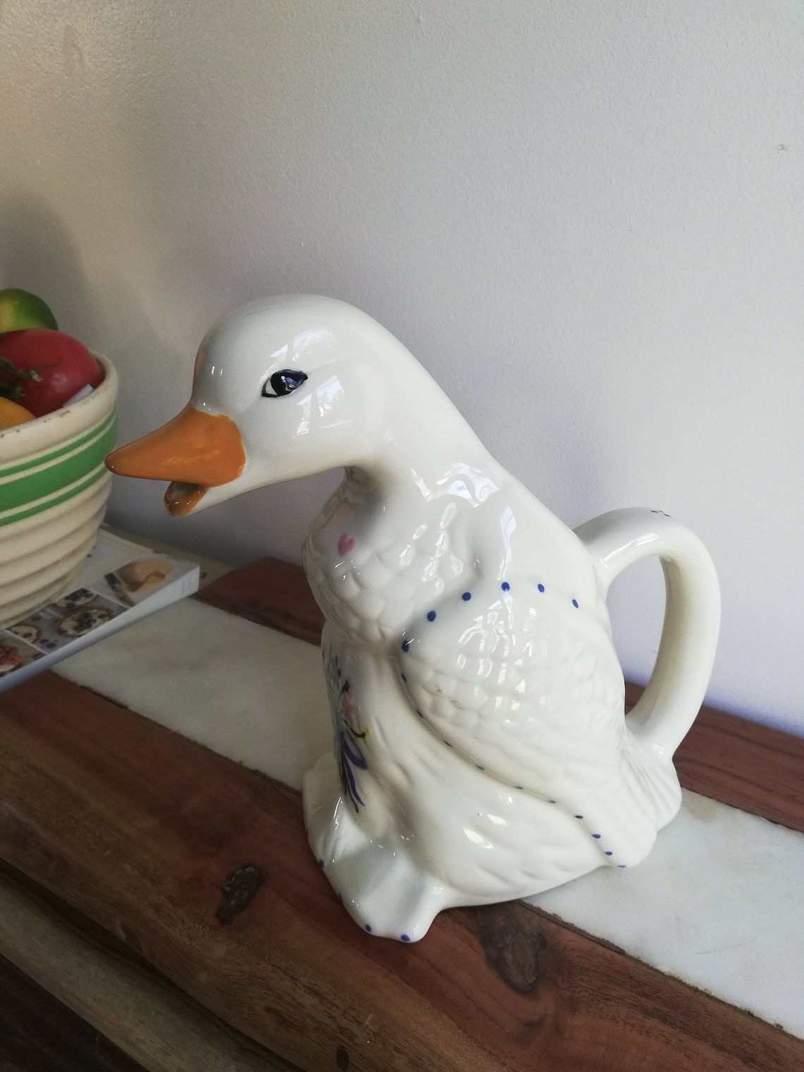 Hand painted ceramic duck pitcher Etsy