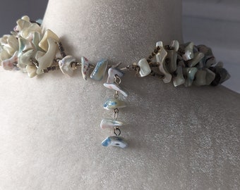 Collana uomo in legno marrone ed elementi in acciaio inossidabile