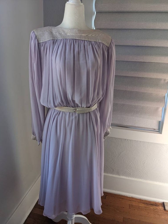 Lavender chiffon dress vintage Lorraine Beauchamp - image 2