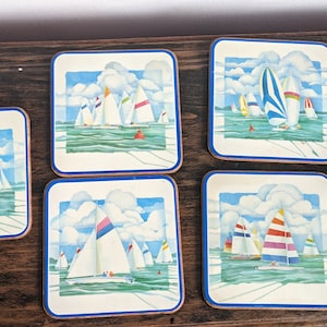 Pimpernel Regatta sailboat coaster set of 5