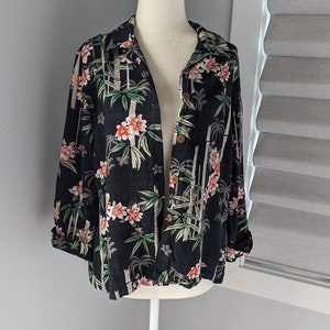 Caribbean Joe blusa de mujer estampado tropical rayón vintage
