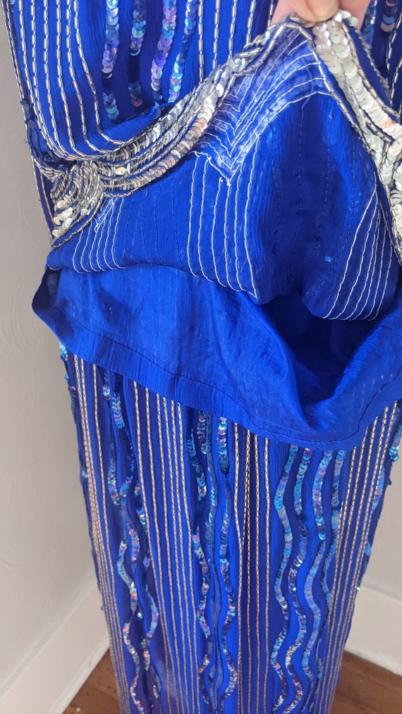 Formal skirt blouse set silk and sequins size Med - image 7