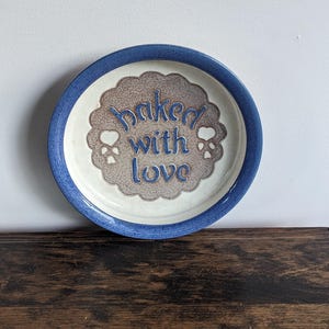 Handmade stoneware pottery pie plate, baking dish