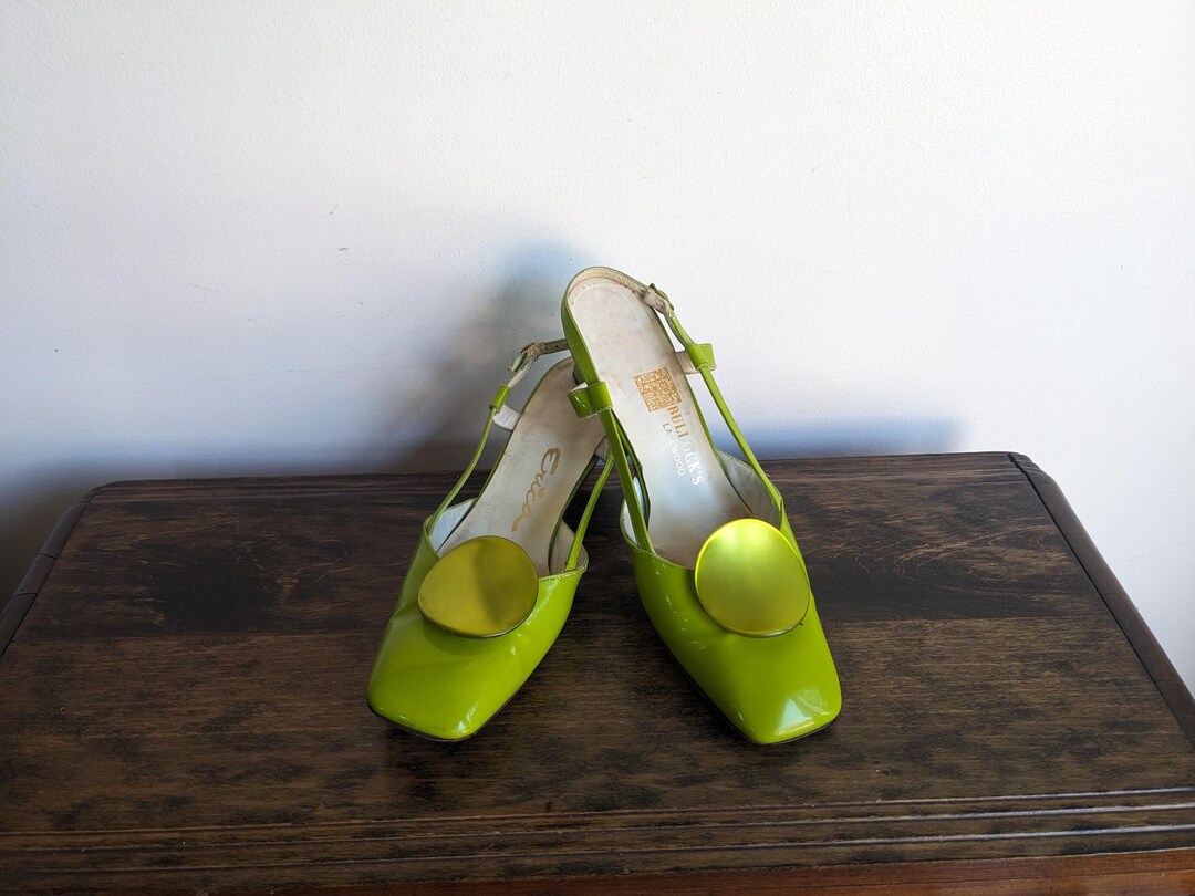 1960's Mod Style Chartreuse Green Slingback Heels Size 8 AA - Etsy