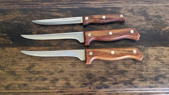 K*i様 ヴィンテージ 手彫り 木製 盾 セット カレッジ・ユニバーシティシリー Wooden Handle Butcher Knives 