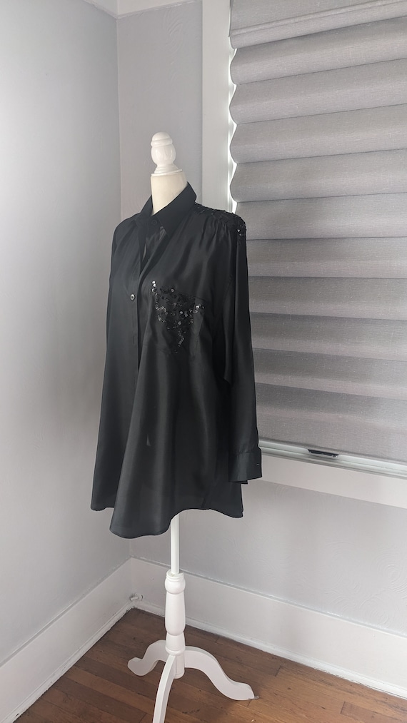 Black Silk blouse or dress with sequins medium