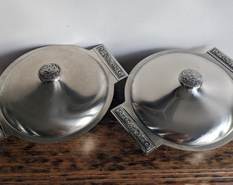 Mid Centry stainless steel serving bowls with lid