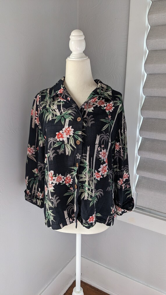 Caribbean Joe ladies blouse tropical print rayon … - image 2