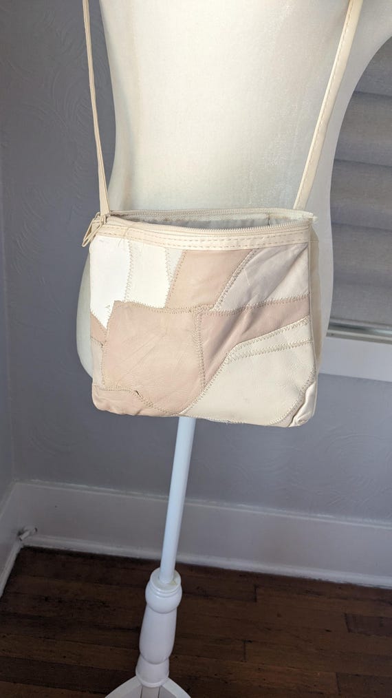 Vintage patchwork leather beige crossbody purse - image 4