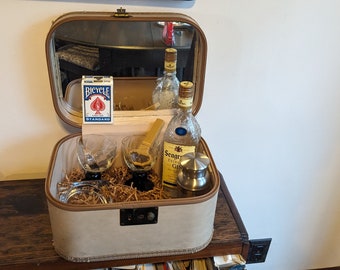 Vintage Travel Bar Train Case