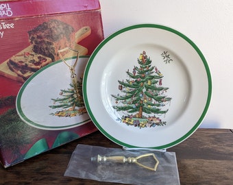 スポード クリスマスツリー型皿 クッキートレイ 磁器 14インチ - 新品