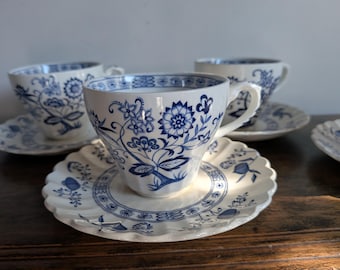 J&G Meakin Blue Nordic Teetassen mit Untertassen