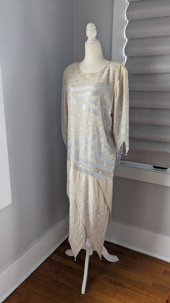 Beaded silk flapper style formal dress - image 2