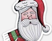 Santa Clause Magnet, Santa, Christmas sticker, vinyl magnet, fridge, magnets, holiday whimsical, Folk Art