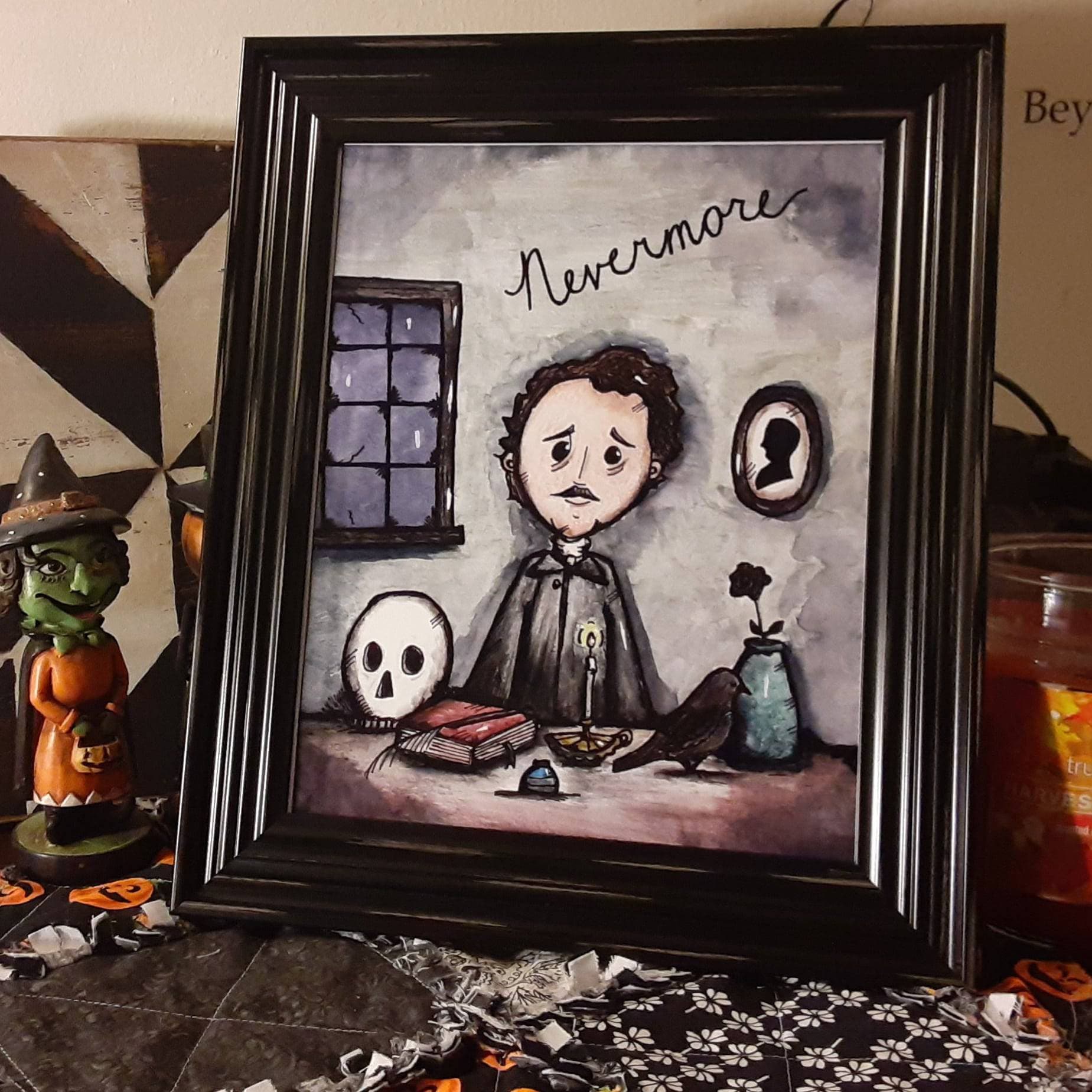 Edgar Allan Poe Art Print, Gothic Halloween Decor, Literary Gift - Etsy