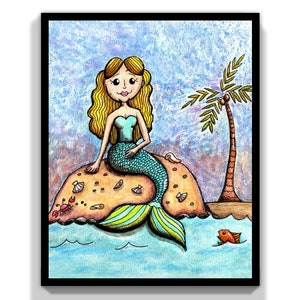 Sweet Mermaid Art Print: Whimsical Fantasy Decor