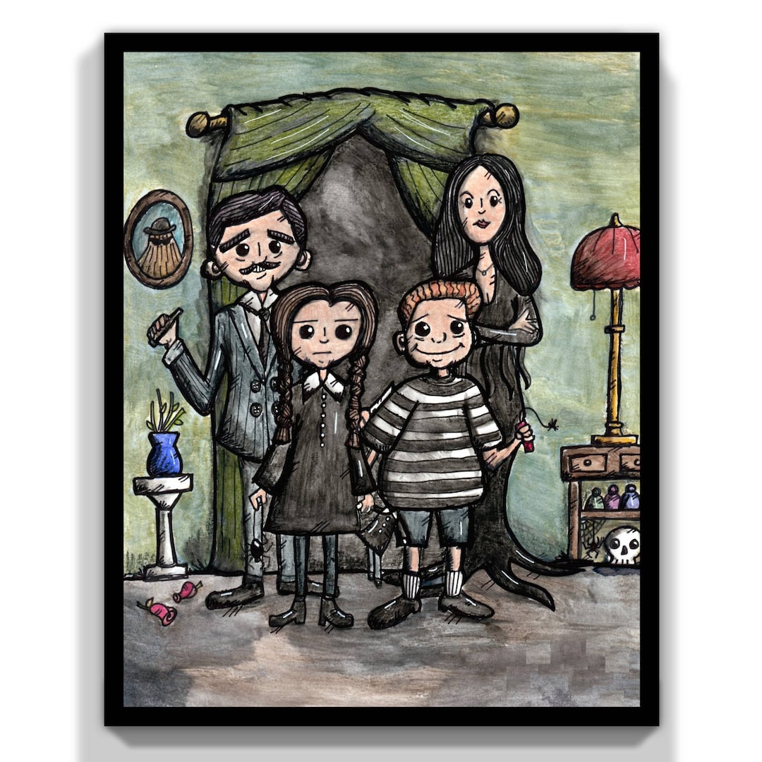 The Addams Family, Halloween Art Print, Halloween Art, Whimsical ...