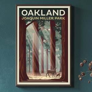 Joaquin Miller Park Print, Oakland, California, Poster Art, Illustration, Bay Area, East Bay Regional Park, City Wall Art, For Her, For Him