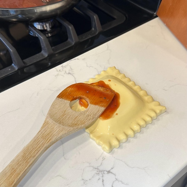 Handmade Ceramic Ravioli Spoon Rest: Kitchen Decor