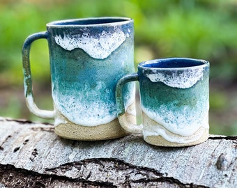 Ocean Shoreline Mug - Handmade Ceramic Coffee & Tea Cup