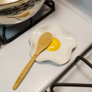 Fried Egg Spoon Rest Handmade Ceramic Kitchen Accessories 5 wide image 3