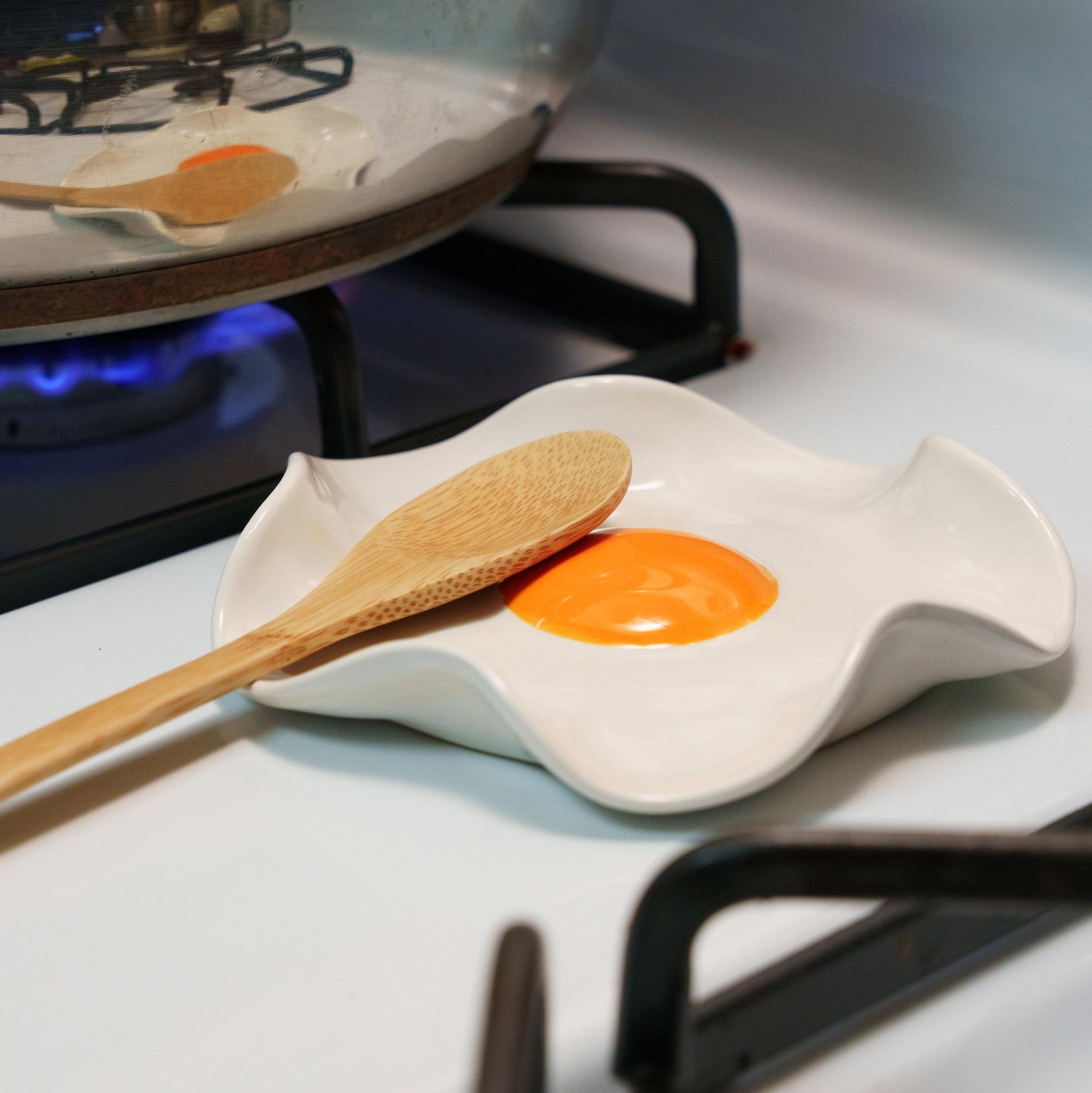Handmade Fried Egg Spoon Rest - Organic Orange Yolk