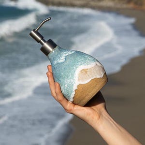 Handgemachte Ocean Ocean Shoreline Keramik Seifenspender - Strand Themed Küche/Badezimmer Dekor