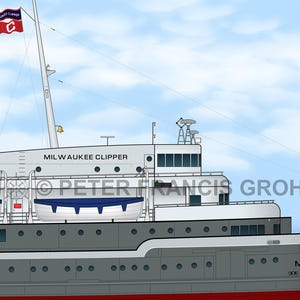 Great Lakes Freighter Ship Ferry Milwaukee Clipper  (1941)