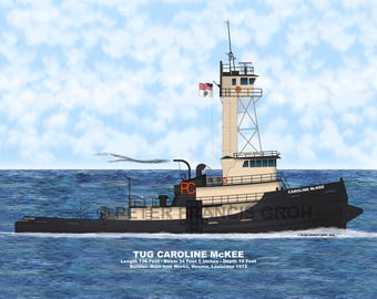 Great Lakes Freighter Ship Tug Caroline Mckee (2014)