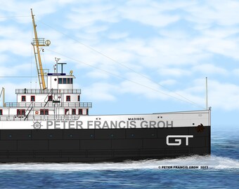 Great Lakes Freighter Ship Ferry Grand Rapids (1971)