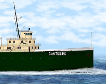 Great Lakes Freighter Ship Ferry Madison (1923)