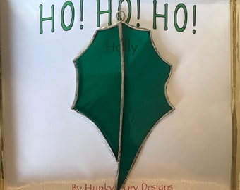 Christmas Holly Stained Glass Decoration