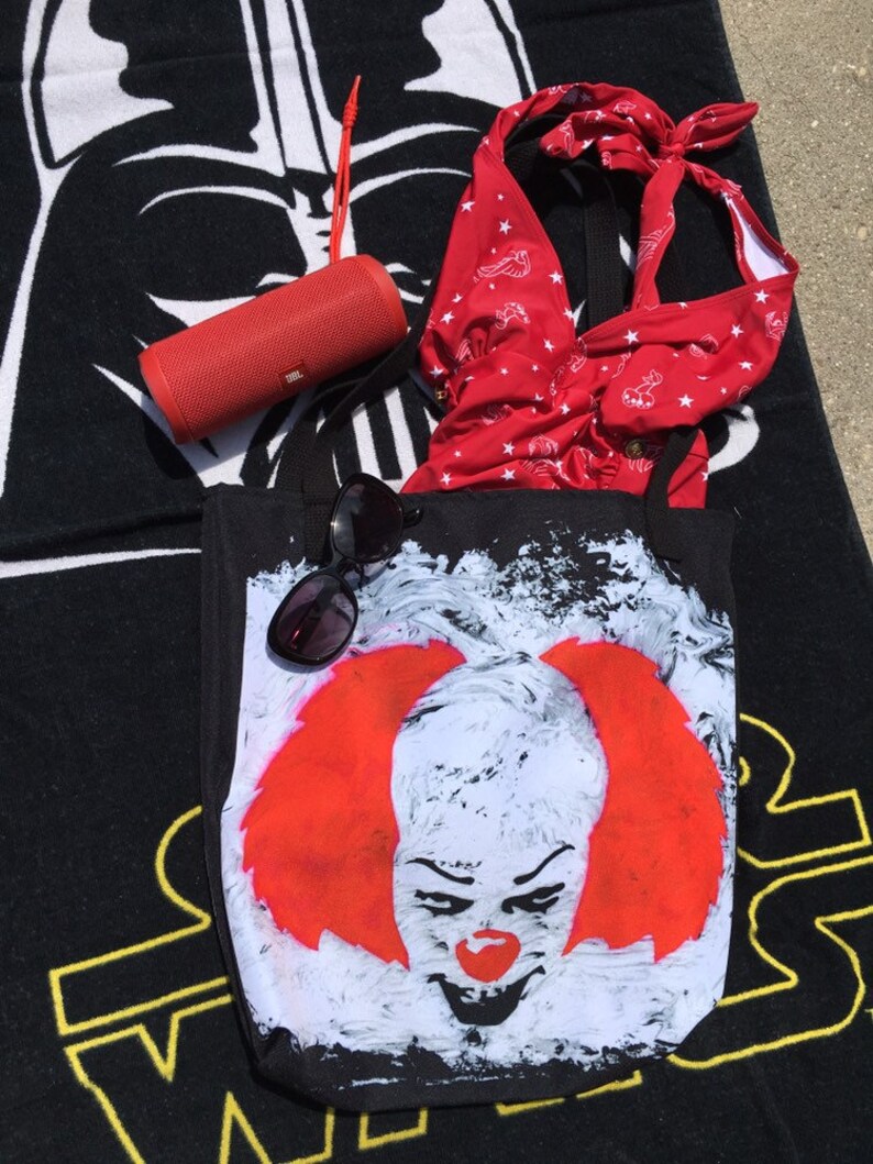 pennywise horror tote bag tim curry goth shoulder bag tote bag it dancing clown Halloween bag goth bag