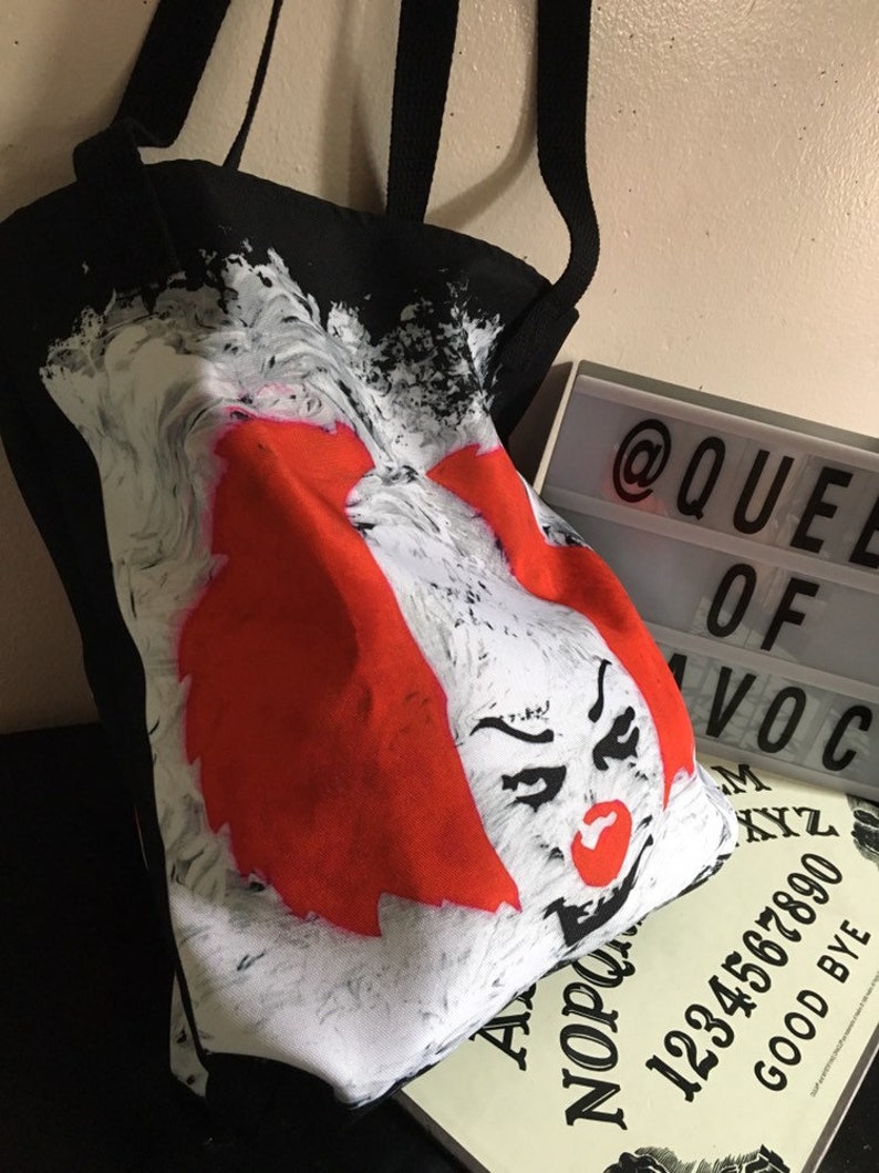 pennywise horror tote bag tim curry goth shoulder bag tote bag it dancing clown Halloween bag goth bag