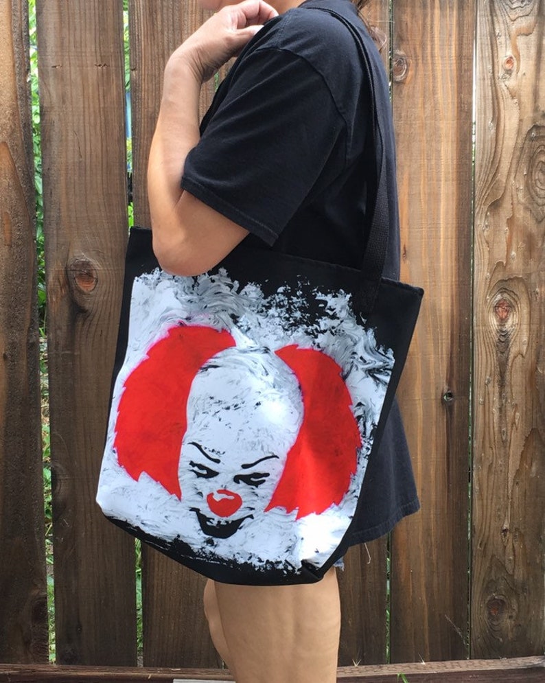 pennywise horror tote bag tim curry goth shoulder bag tote bag it dancing clown Halloween bag goth bag