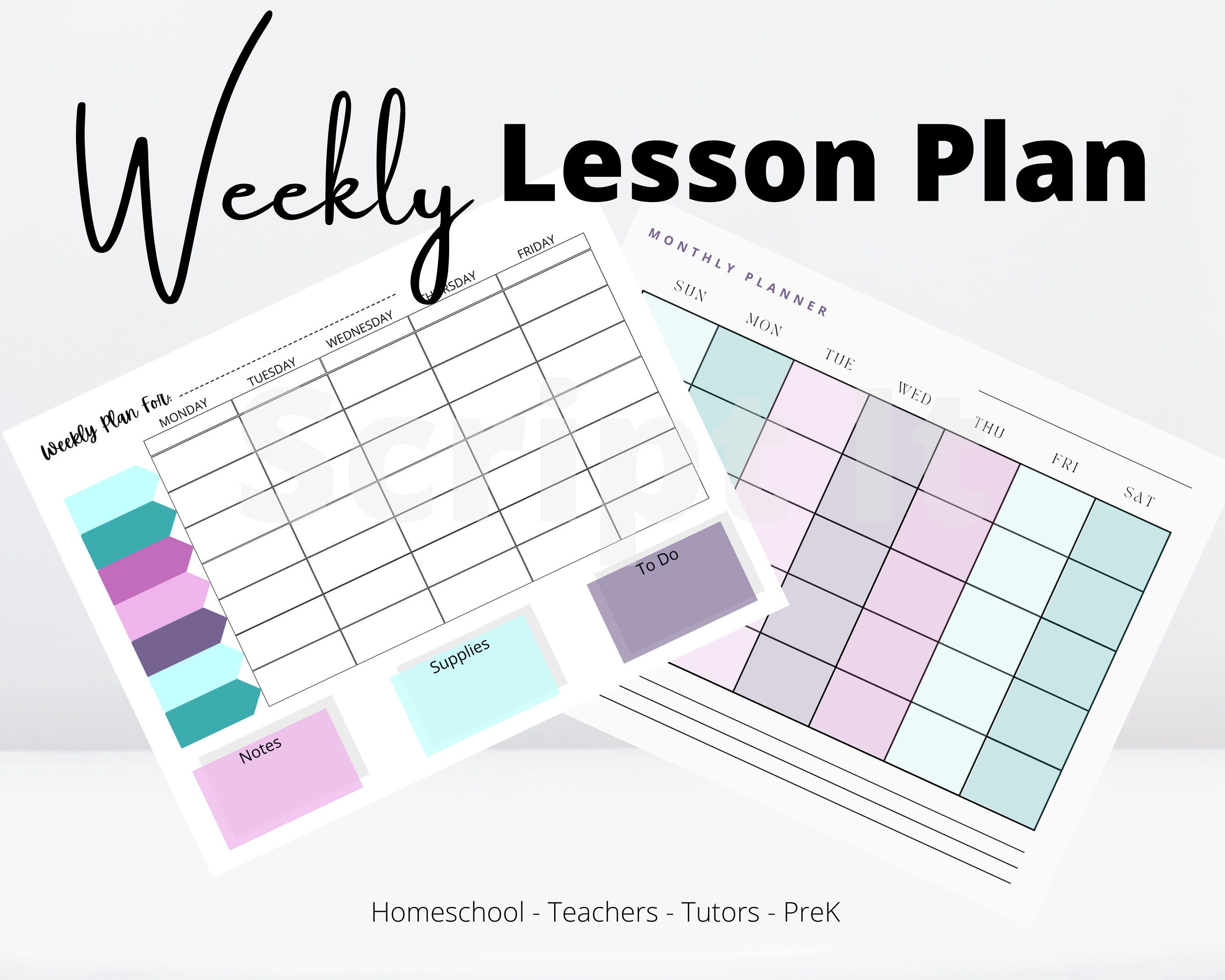 Weekly Printable Lesson Plan With Bonus Blank Calendar Homeschool Lesson Plan Teacher Weekly