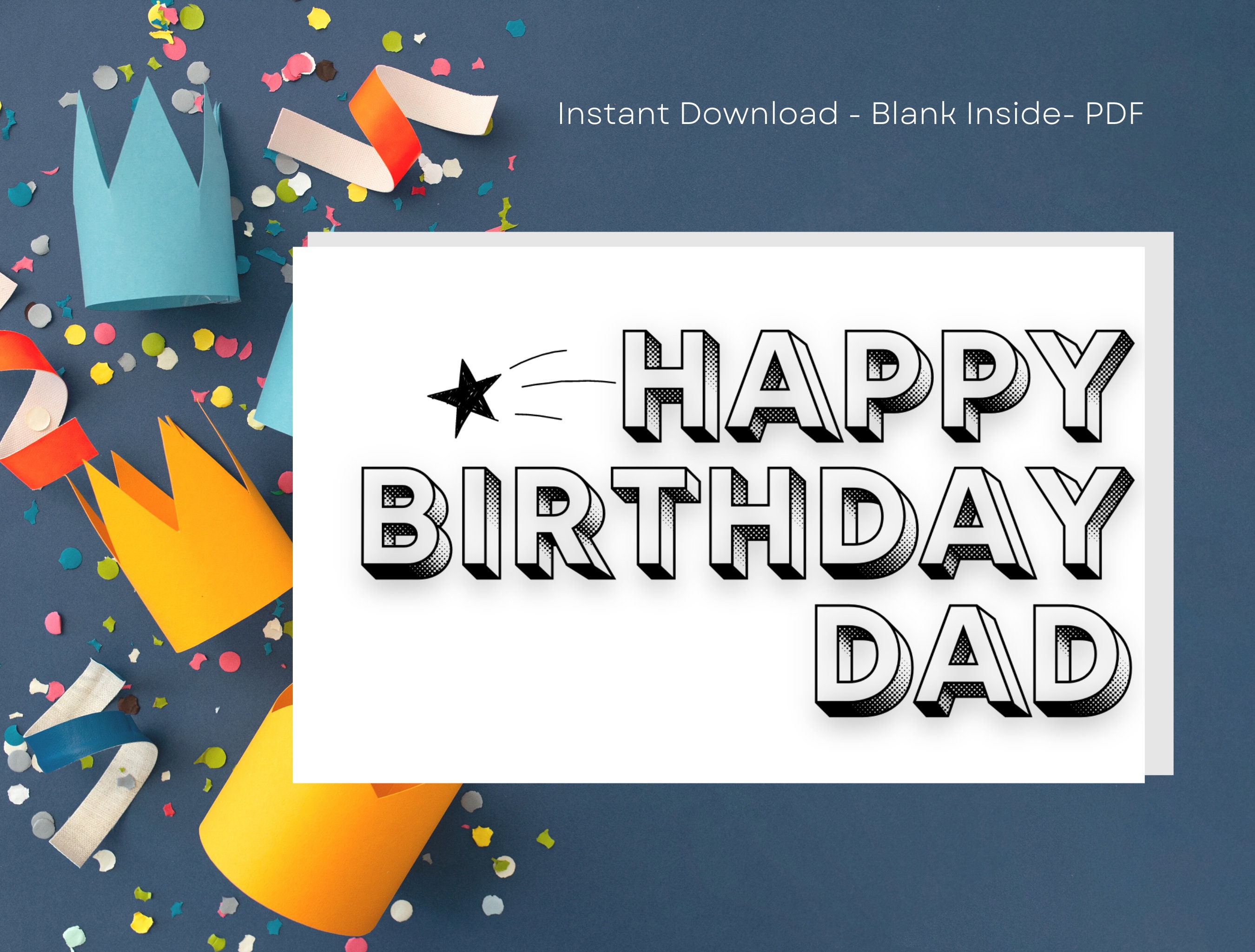 Happy Birthday Day Printable Card, Instant Download, DIY Birthday Card ...