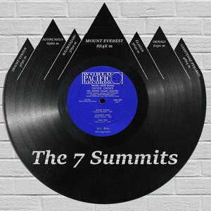 The 7 Summits - Laser cut - carved vinyl record art - Music gift for occasions like: Birthday, Christmas, Weeding - Cutout wall art