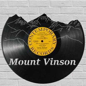 Mount Vinson - Laser cut - carved vinyl record art - Music gift for occasions like: Birthday, Christmas, Weeding - Cutout wall art