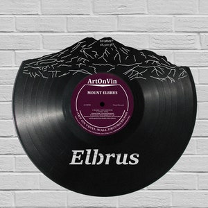 Mount Elbrus - Laser cut - carved vinyl record art - Music gift for occasions like: Birthday, Christmas, Weeding, Holiday - Cutout wall art