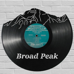 Broad Peak - Laser cut - carved vinyl record art - Music gift for occasions like: Birthday, Christmas, Weeding - Cutout wall art